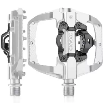 CXWXC Bicycle Pedal Binding Pedal Single Side Flat Wide Tread Inch Cleat Included Aluminum Silver Anti-Slip 9/16 (CX-159)