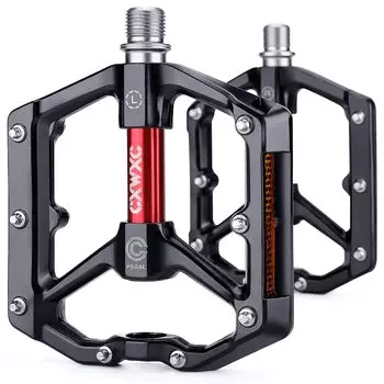 CXWXC Bicycle Pedal Flat Pedals for Road Made of Aluminum with Reflector Bikes/Cross Bikes/MTB, etc. (CX-930_RD)