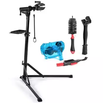 CXWXC Очиститель для обслуживания велосипедов Регулируемая Регулируемая работа Включает в себя инструмент Удобный для хранения и черный набор, устойчивый, высота, угол, подставка, чёрный