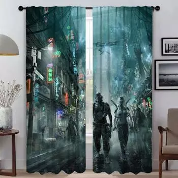 Cybernetic Robots Elegant Room Curtains for Living Room Window Curtain Shades Partition Tulle for Bedroom Home Interior Curtains W50xH70cmx2pcs-CL