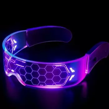 Cyberpunk светящиеся 7 светодиодов забавная вечеринка косплей будущее забавная фотография светящиеся 11 режимов [Jinnal] очки, будущее, цвета, очки, очки, очки,