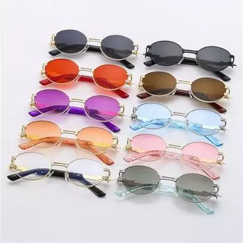 Cyberpunk Y2K Sunglasses Futuristic Lightning Decorative Sun Glasses Retro Oval Frame Hip Hop Glasses Trendy Street Shades чёрный