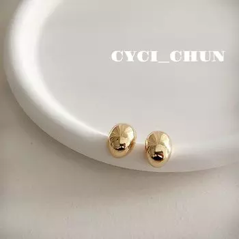 Cycl Gold Bean Stud Earrings 925 Sterling Fashion Earrings Niche High Sense Earrings Hot Versitile Fashion Earrings Jin Doudou Earrings