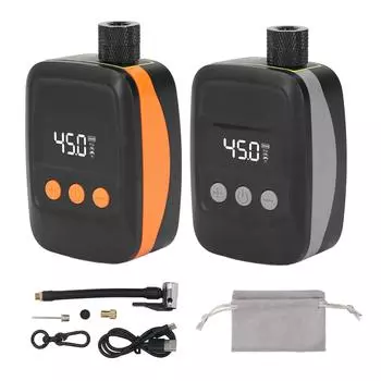 Cycle Air Pump 150PSI Портативный автоматический стопор Электрический насос для шин мотоцикла с цифровым давлением Orange