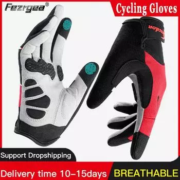 Cycling Anti-slip Full Finger Gloves MTB Bike Bicycle Warm Gloves Pad Men Women Breathable Anti-shock Sports Gloves M