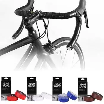 Cycling Bicycle Handlebar Anti-slip Tape Road Bike Soft Breathable Fixed Leather PU Bike Perfor Y5N8 Black-1 pair