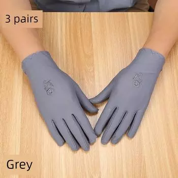 Cycling Breathable Sun Protection Gloves Thin Elastic Close-Fitting Non-Deformation Women s Gloves Aerobics Square Dance Etiquette White Gloves Grey 3 pairs One size