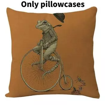 Cycling Frog Pattern Print Pillow Case Cartoon Animal Cushion Cover Fashion