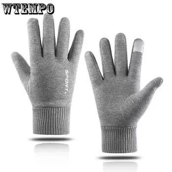 Cycling Gloves, Autumn and Winter Touch Screen and Velvet Knitted Gloves Men s Cycling New Windproof Motorcycle Gloves One size