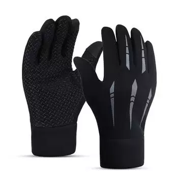Cycling Gloves Outdoor Sports Full-finger Autumn and Winter Touch Screen Anti-slip Waterproof Windproof Fleece Warm Cycling Gloves One Size