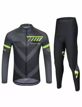 Cycling Long Top and Bottom Cycling Wear for High 3D Sweat Quick Safety Reflective black4 M [Wisdom Leaves] Jersey, Sleeve, Set, Men, Elasticity, Pad,
