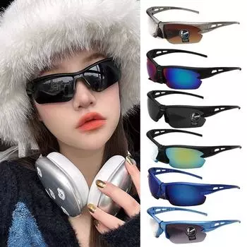 Cycling Oval Shades Driving Eyewear Trendy Y2K Sunglasses for Men Women 09