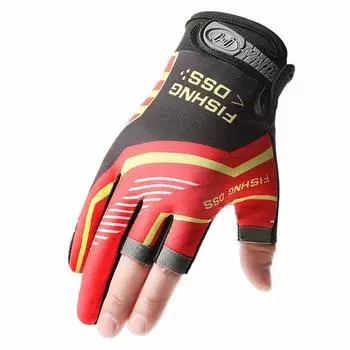 Cycling Sun Protection Ice Silk Gloves Men s Summer Women s Fishing Driving Ultra-Thin Breathable Non Slip Hiking Fitness Exercise Cycling Exposed three-finger dynamic red All yards