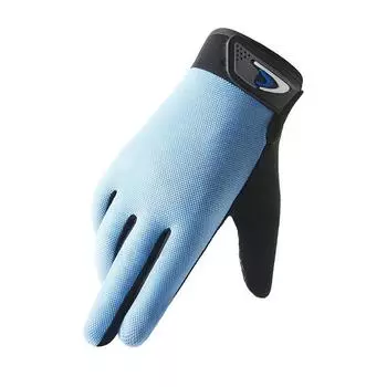 Cycling Takeaway Half Finger Gloves Men s Spring and Summer Sun-Proof and Breathable Driving Non Slip Outdoor Sports Two Finger Fishing Thin [Full touch screen] Light Blue One size