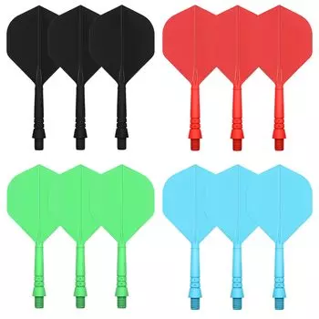 Cyeelife Standard Integrated Dart Rods и Dart 12 Piece Set Fins, Parts, - Черный/Красный/Синий/Зеленый