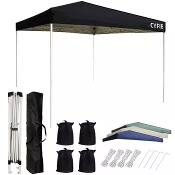 CYFIE брезент 3 высоты защита от ультрафиолета высокая водонепроницаемость стальной ветрозащитный брезент легкий в использовании удобный включает в себя предотвращение стихийных бедствий и хранение для спорта на открытом воздухе черный чёрный