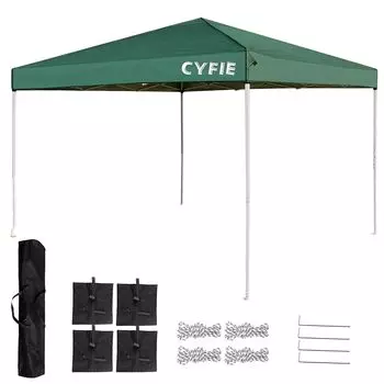 CYFIE брезентовый тент 3 м x 3 высота УФ-устойчивый, водостойкий, удобный для хранения, в комплекте чехол, тент с одним нажатием, 3 м, регулировка, обработка, устойчивость,