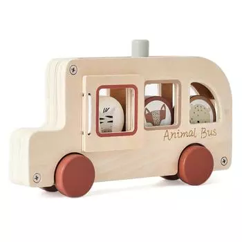 Cylinder Blocks Wooden Bus Toy Wooden Material Wooden Cartoon Animal Bus Children s Day car