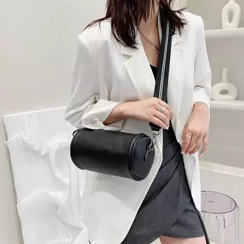 Цилиндрическая натуральная кожа женская сумка через плечо модная простая женская сумка через плечо повседневная сумка-тоут модная сумка-мессенджер (20cm<Max Length<30cm)