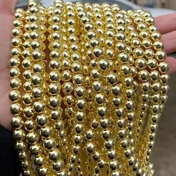 Цзинде Гальванизированный Золотой Гематит и Черный Обсидиан Круглые Бусины для DIY Ювелирных Аксессуаров 4mm Approx. 100 beads