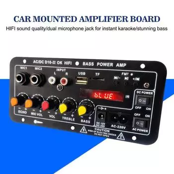 D10-II 12V 24V Car Bluetooth Amplifier Board AUX TF Card USB 30-120W For 4 Ohm 40W Speaker 220V EU Subwoofer Audio Amp Module CN