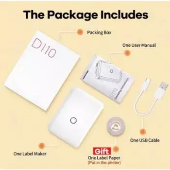 D110 Бумажная наклейка Беспроводной принтер этикеток Карманный ручной принтер Термальная наклейка с ценником Маркер для домашнего офиса ИСПОЛЬЗОВАНИЕ WHITE(USB)