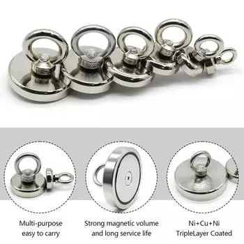 D16~D42mm сверхпрочный неодимовый рыболовный магнит N52 сверхпрочный редкоземельный магнит с потайным отверстием рым-болт спасательный магнитный