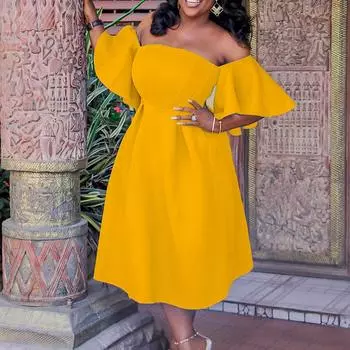 D265 One-Shoulder Wrap Chest Evening Dress - 2024 Summer Collection, Plus Size, European & American Style L