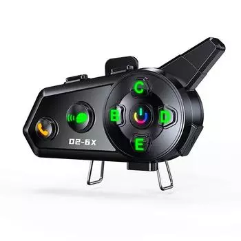 D2-6X Мотоциклетный шлем Bluetooth Intercom для 6 мотоциклистов Interphone 1000 метров Мультисценное микширование Водонепроницаемый обмен музыкой