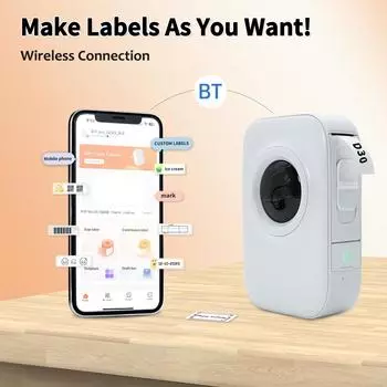 D30 PRO Принтер для этикеток Карманный смартфон Устройство для создания этикеток BT Беспроводная термопечать Поддержка 203DPI зелёный