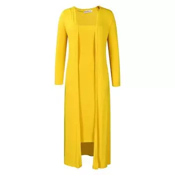 D3232 Женский комплект из двух предметов: однотонная юбка на подтяжках, осень/зима 2023 L жёлтый