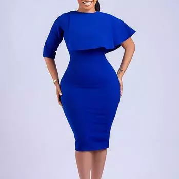 D325 Женское платье-карандаш с высокой талией и оборками большого размера S фиолетовый