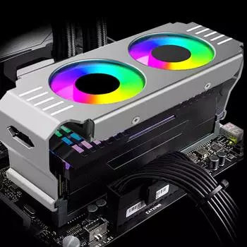 D50 RAM радиатор радиатор DDR4 DDR5 RAM кулер памяти 5V 3PIN ARGB AURA Sync 4Pin PWM двойной вентилятор ПК радиатор охлаждения памяти белый