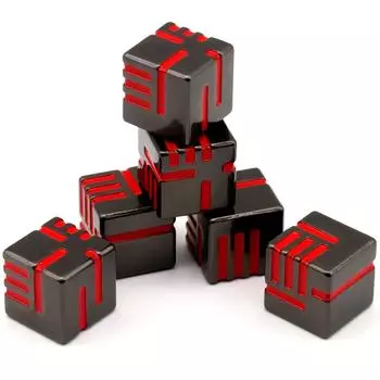 D6 Metal Dice Set, 6-гранные игральные кости 6 штук, цельнометаллические игральные кости для ролевой игры DND RPG Pathfinder Shadowrun Warhammer D&D аксессуары в подарок 1.6*1.6*1.6cm красный