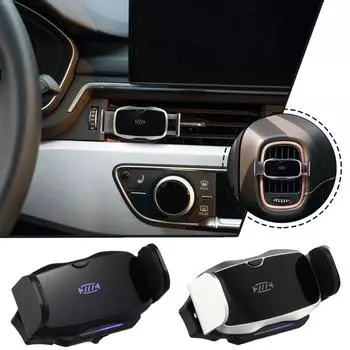 D7 Car Electric Mobile Phone Bracket Metal Induction Outlet Bracket Clip Air Opening Magic Mount Closing Phone Navigation H I9R7 серебряный