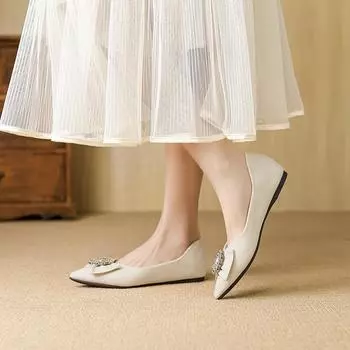 D835-7 French pointed rhinestone square buckle high heels women s 2025 new sexy girl temperament versatile women s single shoes 35 чёрный