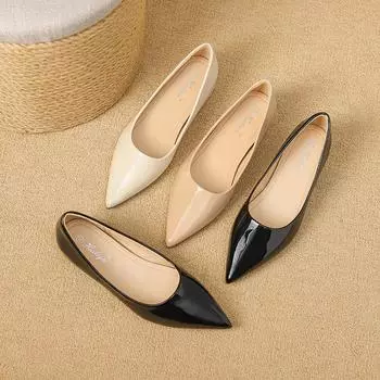 D867-1 inner height-increasing flat shoes pointed head shallow mouth professional single shoes women s work is not tired feet advanced sense versatile 35 телесный