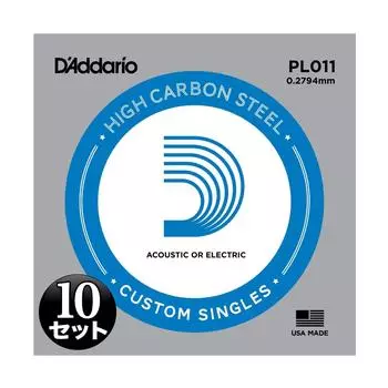 D Addario Электрогитараакустическая гитара свободные струны Plain Steel .011 PL011 набор из 10 предметов []