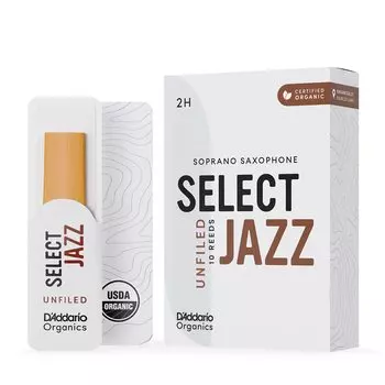 D Addario Woodwinds D Addario Select Jazz Необработанные трости для сопрано-саксофона, сертифицированные USDA, ORRS10SSX2H [Твердость 2H], упаковка из 10 штук