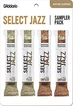 D Addario WOODWINDS Jazz Select Baritone Sax Reed Sampler Pack F3S F3M UF3S UF3M DSJ-L3S