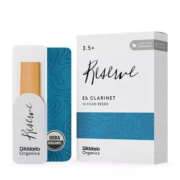D Addario WoodWinds Трость D Addario для кларнета Eb Сертифицировано USDA Organic RESERVE ODBR10355 [Твердость: 3.5+] Упаковка из 10 []
