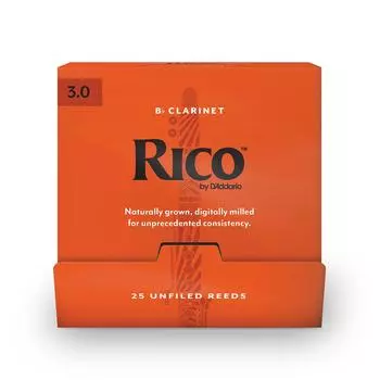 D Addario WoodWinds Трость D Addario для кларнета Bb RICO RCA0130-B25 [Твёрдость: 3.0] 25 шт. (индивидуально завернутый) []