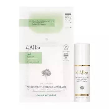 [D’ALBA] Мультибальзам Double Serum All In One 10 г + веганская двойная маска [НАБОР]