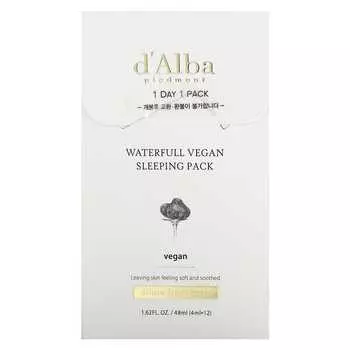 d Alba, Waterful Vegan Sleeping Packs, 12 упаковок, 0,13 жидких унций (4 мл) каждый