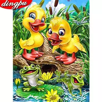 D Алмазная вышивка крестиком утка полная круглая картина животное 20X30CM