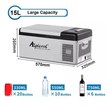 D C12/24V A C110-240 V 15L автомобильный холодильник с морозильной камерой охладитель ледяного ящика автоматический компрессор холодильника регулируемый type 1