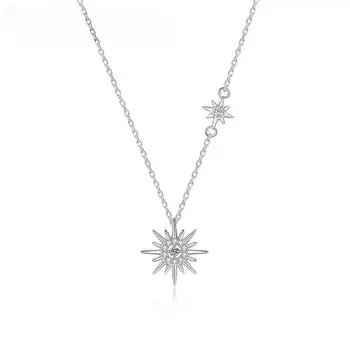 D цвет 0,1 карата Муассанит S925 Стерлинговое Серебро Гексаграмма Кисточка Звезда Луна Цепь Ключицы Подвеска Ожерелье Брендовые Ювелирные Изделия белый