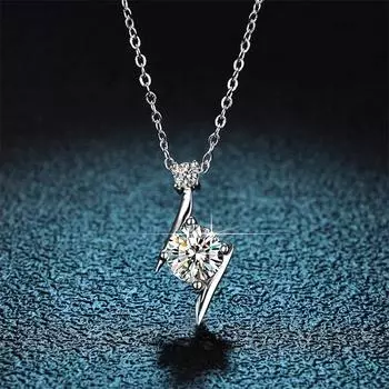 D цвет 1 карат Муассанит S925 Стерлинговое Серебро Молния Форма Уникальный Кулон Ожерелье Женские Банкетные Изящные Ювелирные Изделия белый