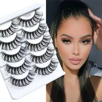 D Curl Wispy False Lashes Clear Band Russian Strip Lashes Eyelash Extension False Eyelashes 04