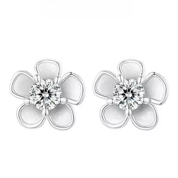 D цвет 0,1 карат муассанит Сакура серьги-гвоздики с цветущим цветком серьги-гвоздики с бриллиантами тест нежные обручальные украшения подарок для женщин